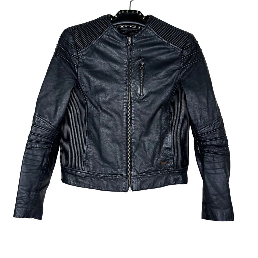 Levi's Black Full Zip Sheepskin Moto Jacket XS